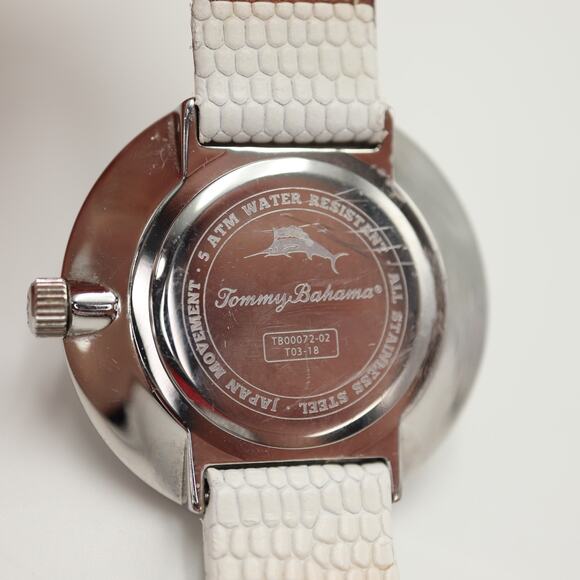 Tommy Bahama Silver Tone Blue Gem Set 35mm MOP Womens Watch Leather New Battery main image 11